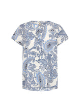 Load image into Gallery viewer, 40547-  Blue and White Soft Paisley Blouse - Soya Concept