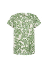 Load image into Gallery viewer, 40547-  Green &amp; White Soft Paisley Blouse - Soya Concept