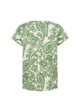 Load image into Gallery viewer, 40547-  Green &amp; White Soft Paisley Blouse - Soya Concept