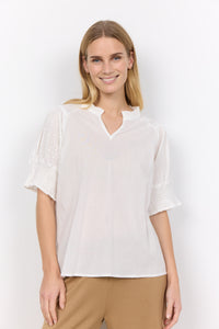 40743- Lace Cotton Blouse- White- Soya Concept