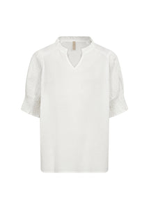 40743- Lace Cotton Blouse- White- Soya Concept