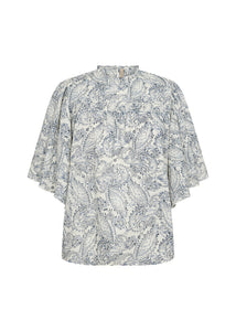 40766- Paisley Print Cotton Blouse- Sky Blue- Soya Concept
