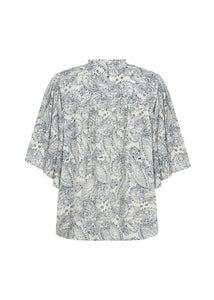 40766- Paisley Print Cotton Blouse- Sky Blue- Soya Concept