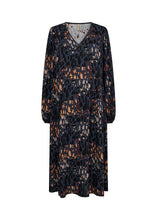 Load image into Gallery viewer, 40938- V Neck Long Sleeve Midi Dress- Navy Mix- Soya Concept
