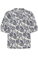 Load image into Gallery viewer, Navy Floral Print Cotton Blouse - Fransa