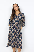 Load image into Gallery viewer, Navy And Gold Patterned Dress - Soya Concept