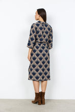 Load image into Gallery viewer, Navy And Gold Patterned Dress - Soya Concept