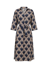 Load image into Gallery viewer, Navy And Gold Patterned Dress - Soya Concept