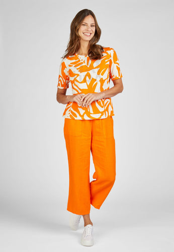 224350- Orange Print T-Shirt - Rabe