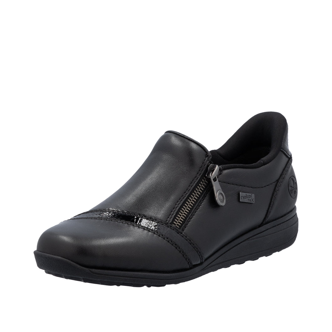 Black Shoe with Zip Opening - Rieker