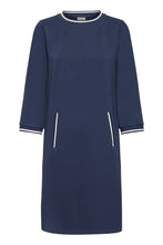 Load image into Gallery viewer, Navy Dress with White Detailing - Fransa