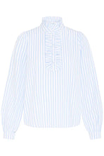 Load image into Gallery viewer, White/Blue Frill Blouse - b.young