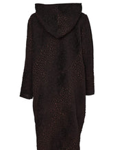 Load image into Gallery viewer, Black &amp; Choko Jacquard Section Coat With Ring Tie Detail At Front - Naya