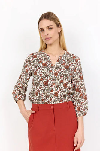 Red Printed Blouse - Soya Concept
