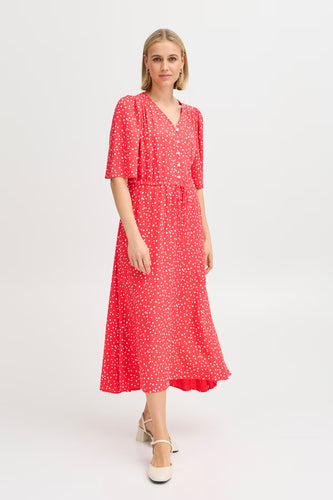 5414 - Dress with Button Detail - Pink - Fransa