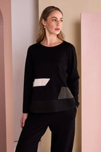 Load image into Gallery viewer, Black &amp; Thyme Round Neck Top With Colour Inset Bands- Naya
