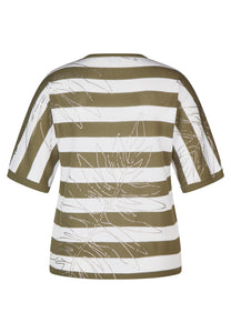 221601 - Green/White Stripe Short Sleeve Sweater - Rabe