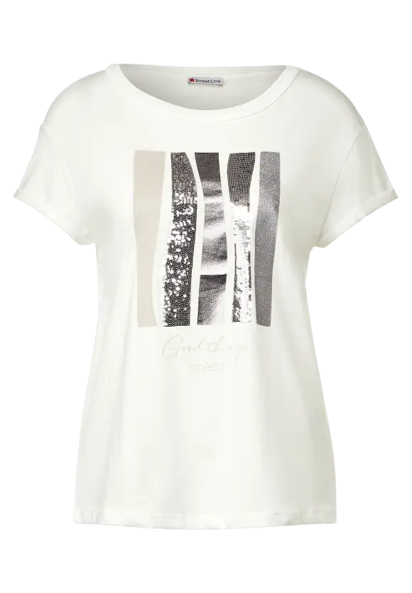 320372- Sequins Design TShirt-Off – Street Boutique One Fifty Seven White