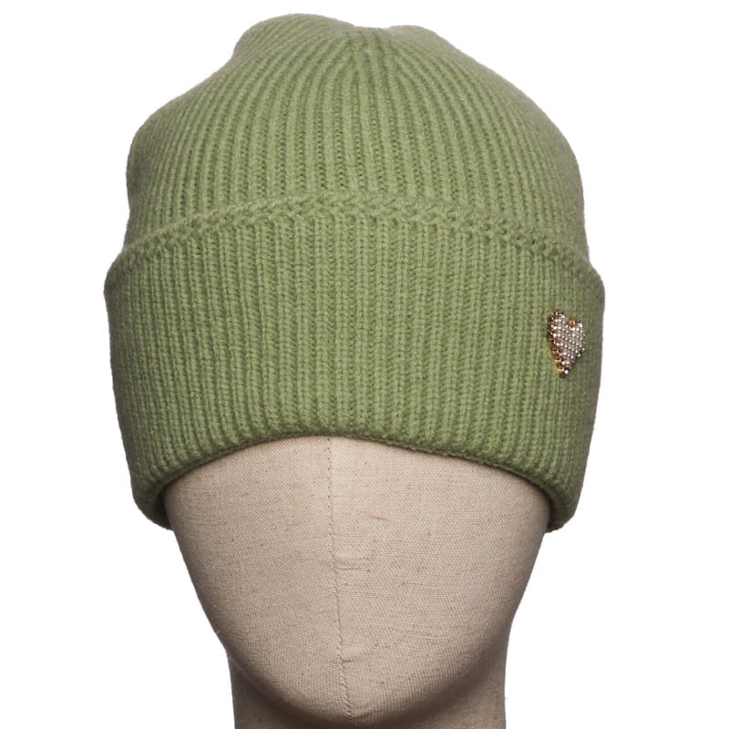 5004408 - Hat with Embellished Heart - Green - Zelly