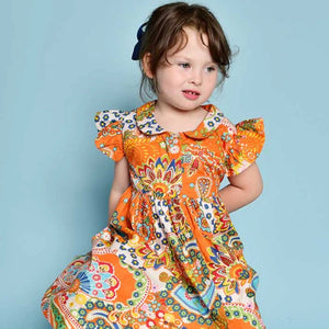 GD110- Orange Paisley Dress - Powell Craft