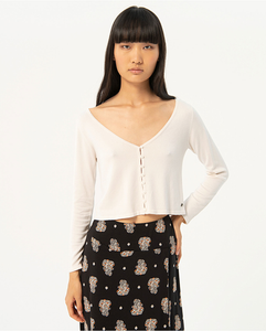 334- Crop Knit Cardigan- White- Surkana