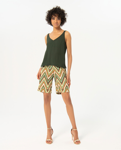 024- Ruffle Detail Strap Top- Khaki - Surkana