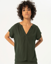 Load image into Gallery viewer, 123- V Neck Short Sleeve Top- Khaki- Surkana