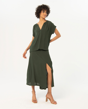 Load image into Gallery viewer, 123- V Neck Short Sleeve Top- Khaki- Surkana