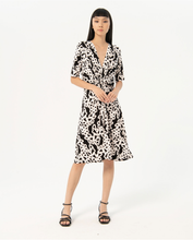 Load image into Gallery viewer, 713- Printed Elasticated Waist Knee length Dress- Black Mix- Surkana