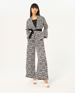 326- Printed Kimono Style Jacket- Black- Surkana