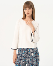 Load image into Gallery viewer, 232- Knitted Bell 3/4 Sleeve Jumper- White- Surkana