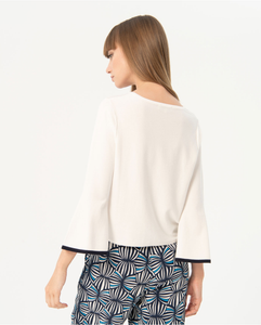 232- Knitted Bell 3/4 Sleeve Jumper- White- Surkana