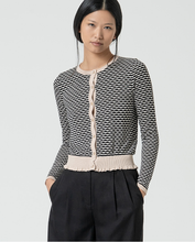 Load image into Gallery viewer, 333 - Fitted Cardigan with Ruffle Hem - Black - Surkana