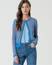 Load image into Gallery viewer, 333 - Fitted Cardigan with Ruffle Hem - Blue - Surkana