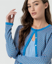 Load image into Gallery viewer, 333 - Fitted Cardigan with Ruffle Hem - Blue - Surkana