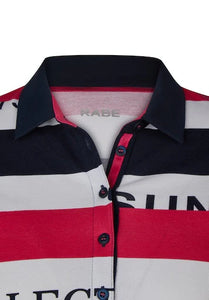 122367- Short Sleeve Striped Polo- Pink/Navy- Rabe