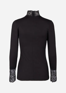 Black Long Sleeve Lace Top - Soya Concept