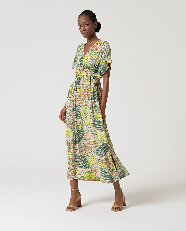 721 - V-Neck Dress - Green - Surkana