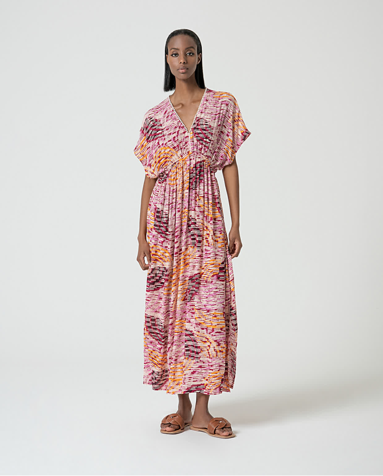 721 - V-Neck Dress - Pink - Surkana