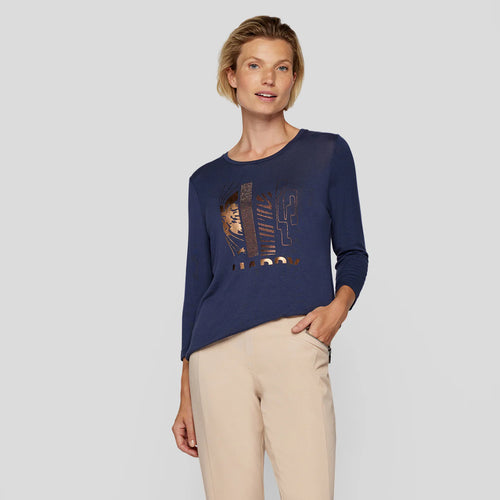 214308 - Blue Printed Long Sleeve T-shirt - Rabe
