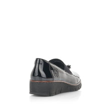 Load image into Gallery viewer, 53751- Patent Low Wedge Loafer- Black- Rieker