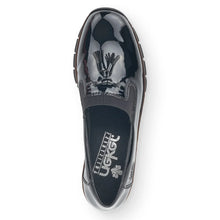 Load image into Gallery viewer, 53751- Patent Low Wedge Loafer- Black- Rieker