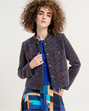 Load image into Gallery viewer, 413- Short Button Front Jacquard Jacket- Navy Blue- Surkana