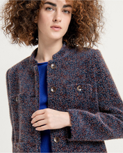 Load image into Gallery viewer, 413- Short Button Front Jacquard Jacket- Navy Blue- Surkana