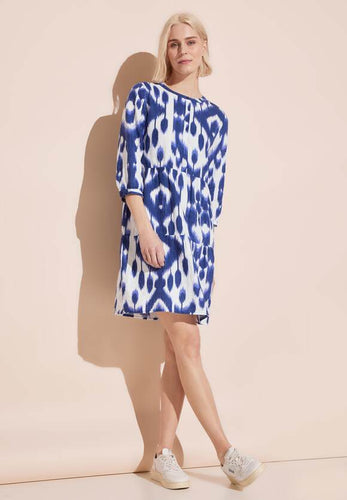 143856- Blue Print Linen Tunic Dress - Street One