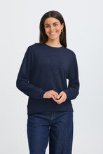 Load image into Gallery viewer, Navy Sweatshirt with Flower detail - Fransa