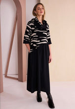 Load image into Gallery viewer, Black &amp; Sand Print Dress With Plain Bottom- Naya