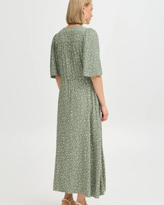 5414 - Dress with Button Detail - Green - Fransa