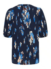 Load image into Gallery viewer, 3486 - Navy Print, Short Sleeve, Top- Fransa