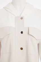 Load image into Gallery viewer, Cream&amp;Stone Hooded Jacket With Stud Front With Pockets And Contrast Panels - Ora
